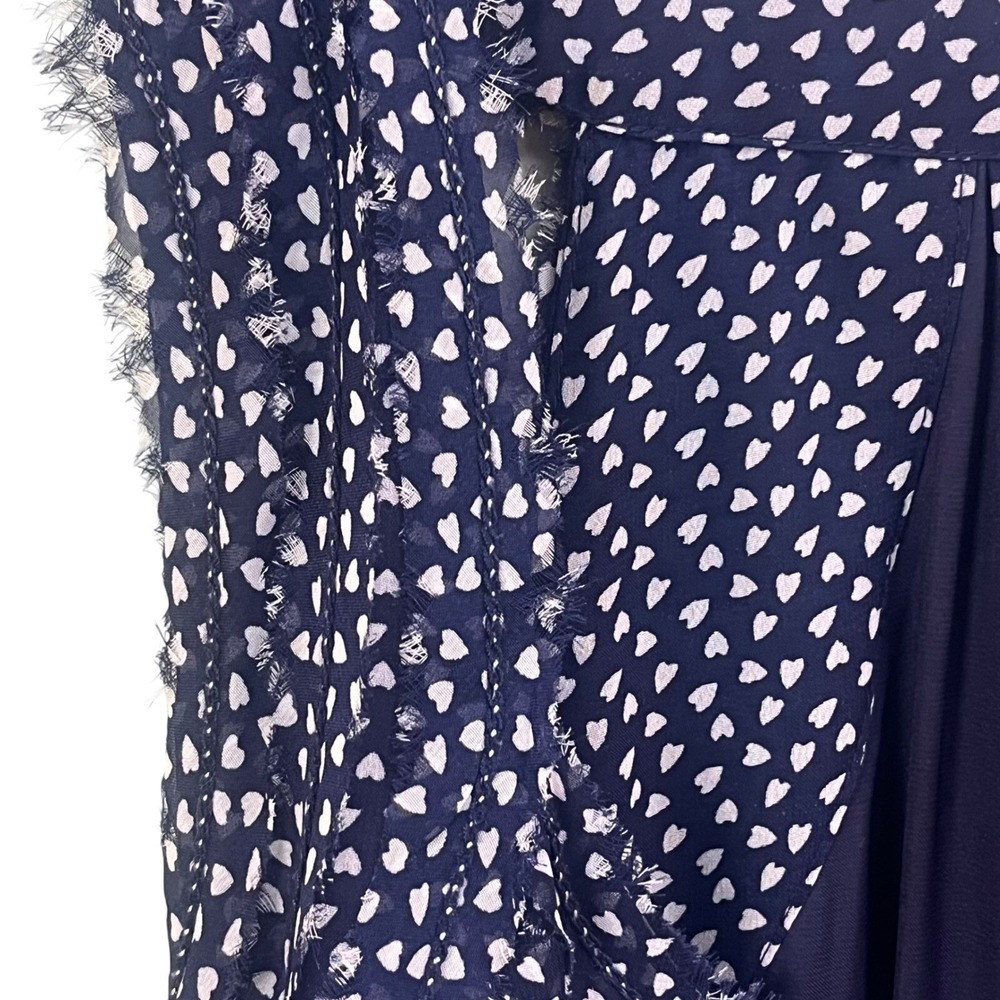 Chelsea & Violet Navy Heart Print‎ Sleeveless Feminine Summer Maxi Dress XS - Picture 5 of 9